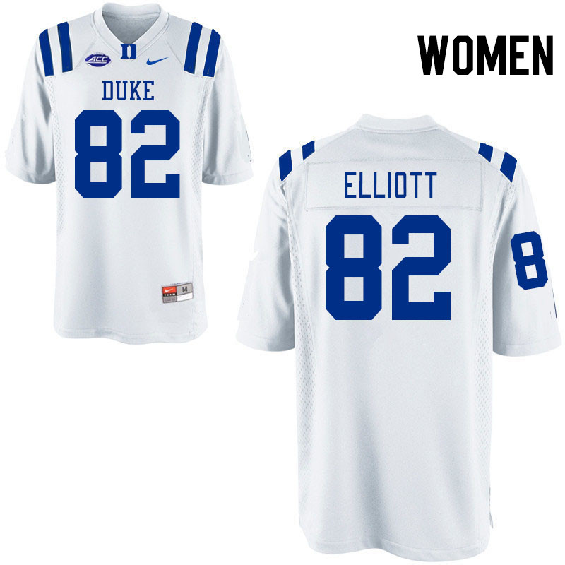 Women #82 Brett Elliott Duke Blue Devils College Football Jerseys Stitched-White